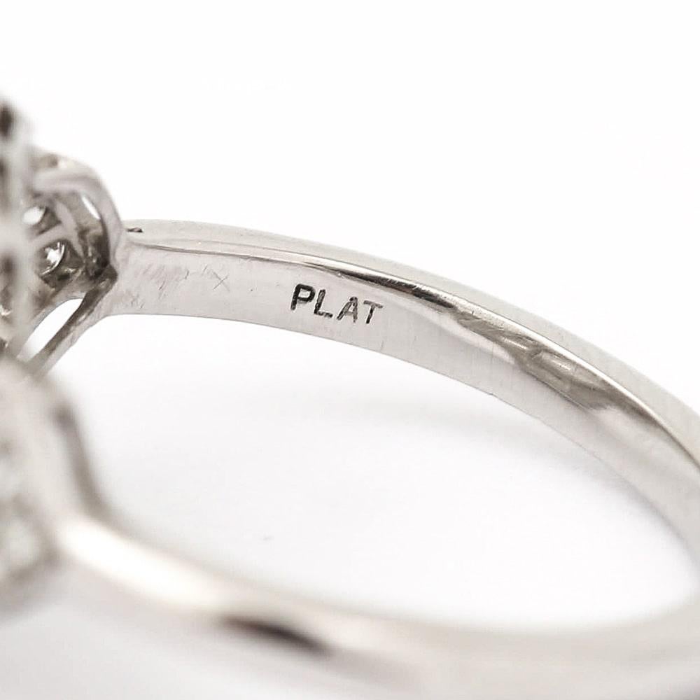 Round Cut Platinum Round Old Mine Cut Diamond 1.19 Carat Cluster Engagement Ring