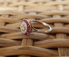 Platinum Art Deco Ruby and Diamond Engagement Ring