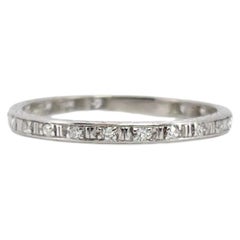 Platinum Art Deco Single Cut Diamond Eternity Band, Size 8.5