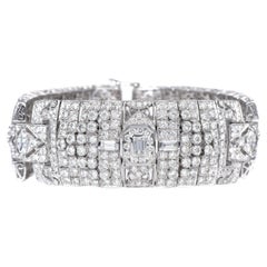 Platinum Art Deco–Style 23.00 carat Diamond Wide Bracelet