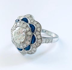 Platinum "Art Deco style" Diamond and Sapphire Ring