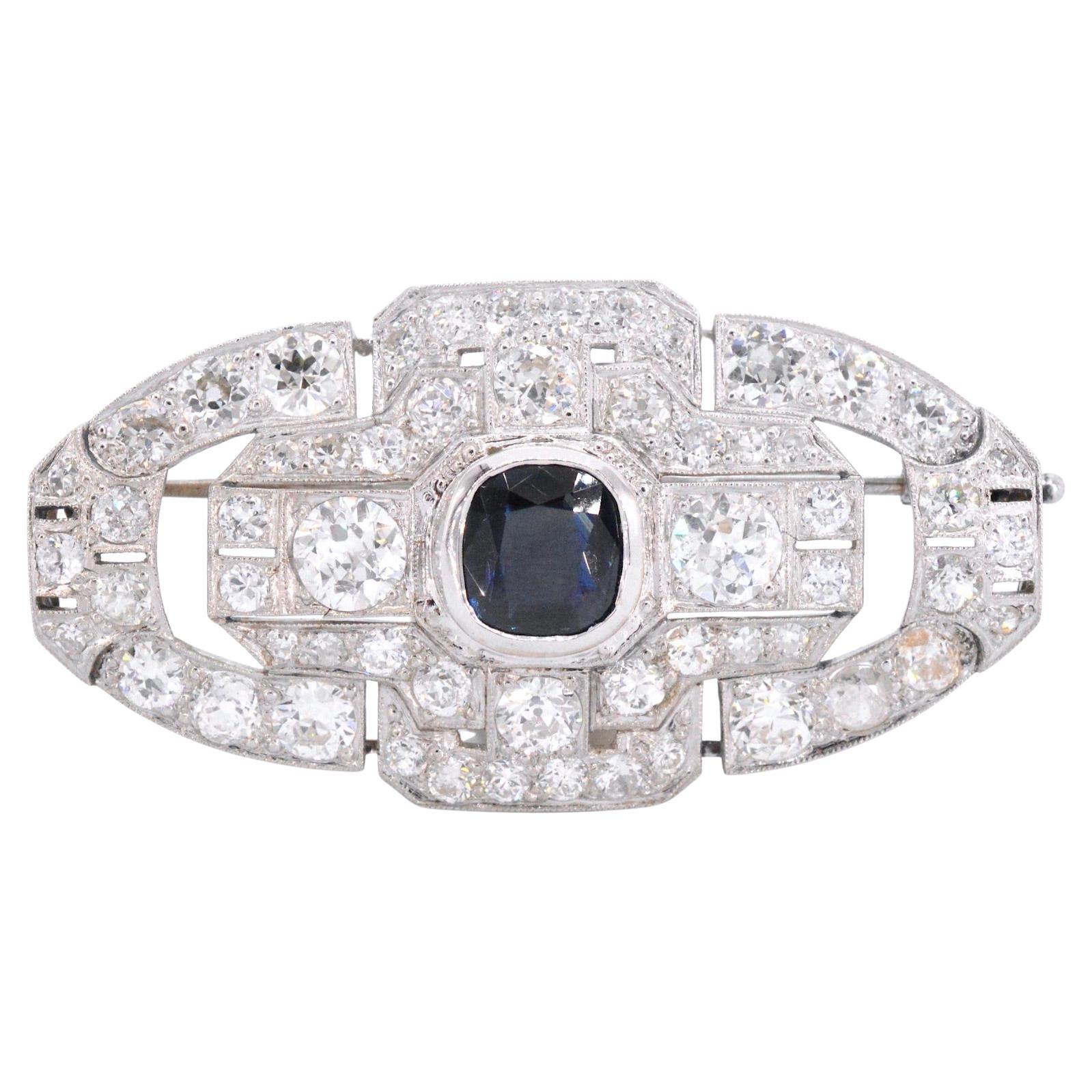 Platinum Art Deco Style Diamond Brooch