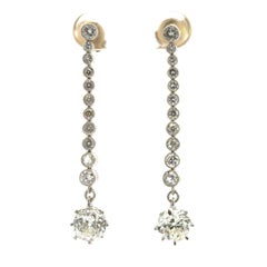 Platinum Art Deco Style Diamond Dangle Earrings