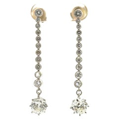 Platinum Art Deco Style Diamond Dangle Earrings
