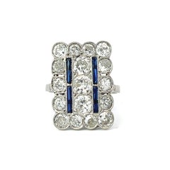 Platinum Art Deco Diamond Sapphire Ring