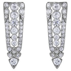 Platinum Art Deco Style Old European Diamond Sphere Earrings