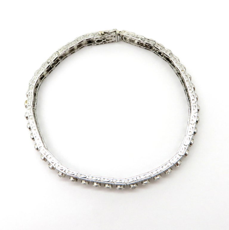 Platinum Art Deco Style Round Diamond Tennis Bracelet For Sale at ...