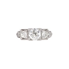 Platinum Art Deco Three-Stone Diamond Ring