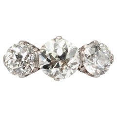 Platinum Art Deco Three Stone Ring with Diamonds