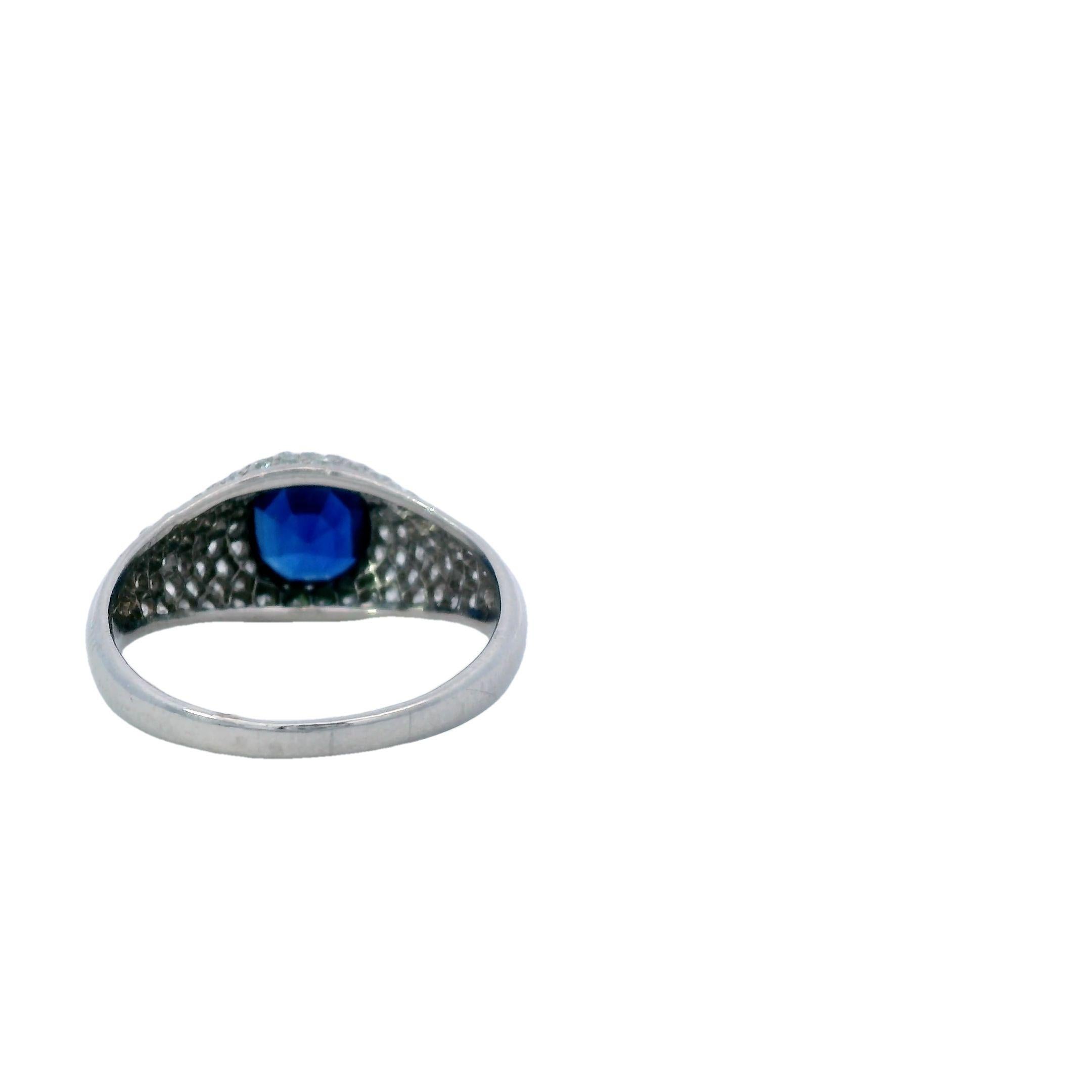 Women's Platinum Art Deco Tiffany & Co. No Heat Sapphire and Diamond Engagement Ring