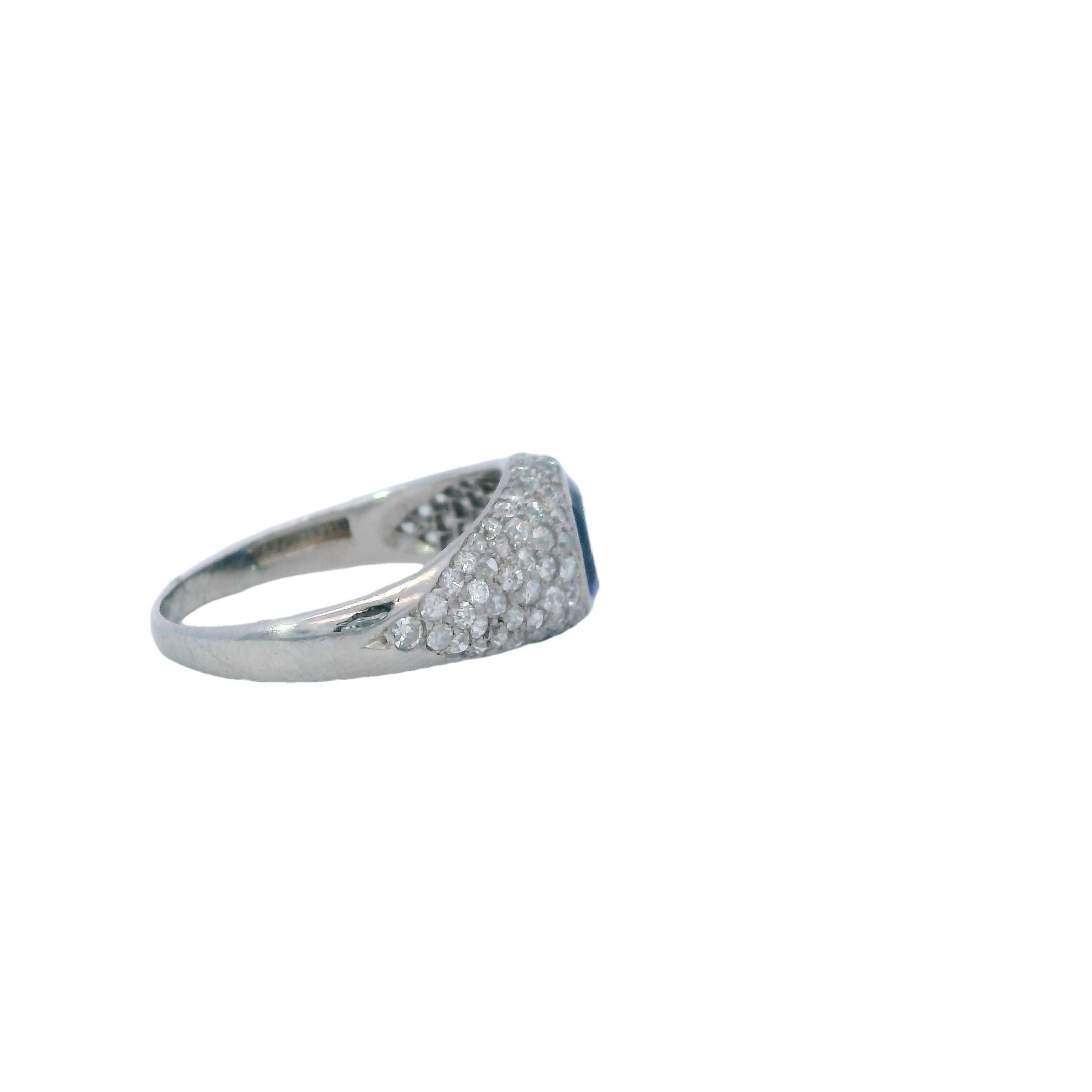 Platinum Art Deco Tiffany & Co. No Heat Sapphire and Diamond Engagement Ring 2