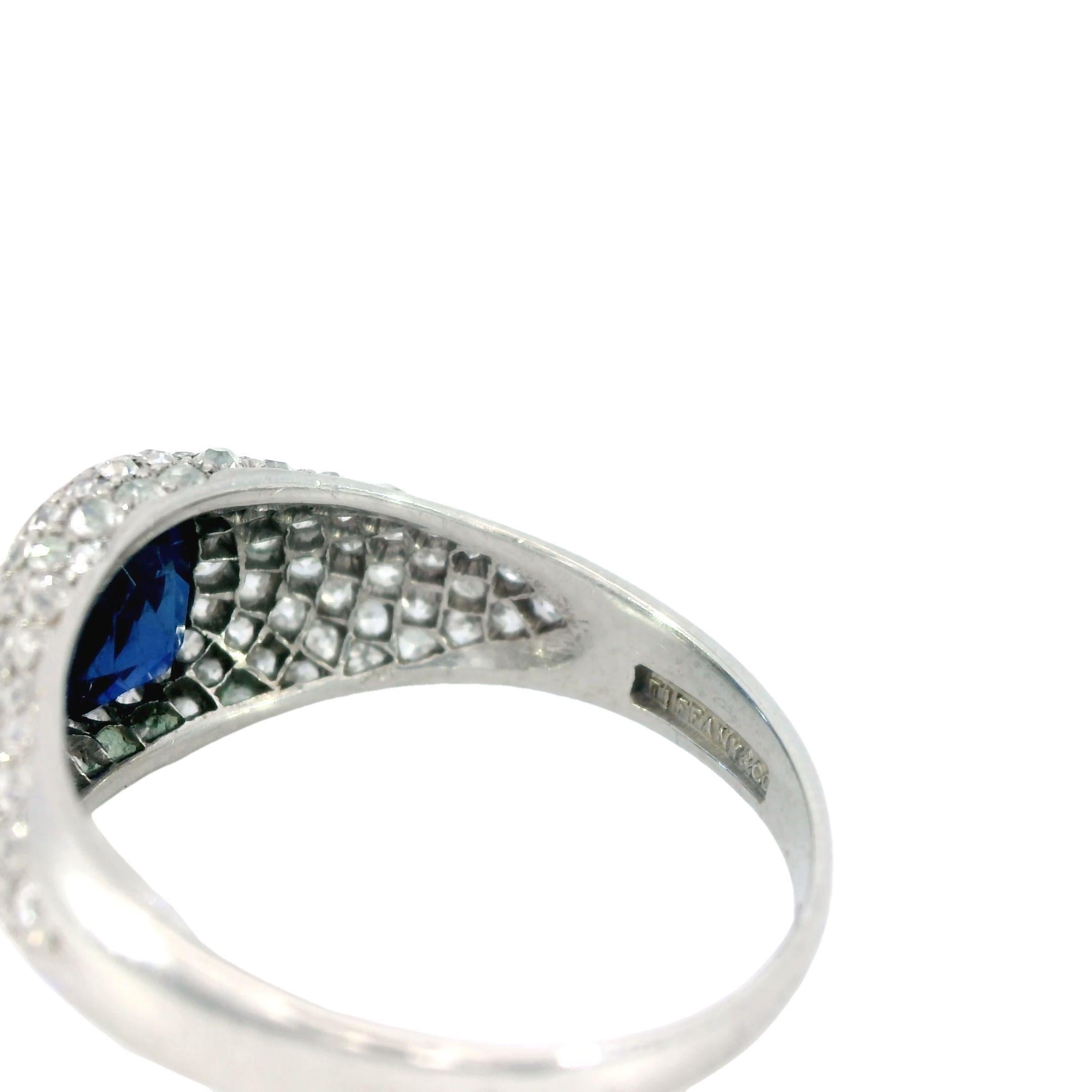 Platinum Art Deco Tiffany & Co. No Heat Sapphire and Diamond Engagement Ring 3