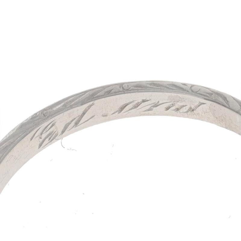 Platinum Art Deco Wedding Band - Floral Ring Size 5 1/2 For Sale 3
