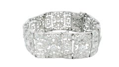Platinum Art-Deco Wide 18Ct Diamond Bracelet