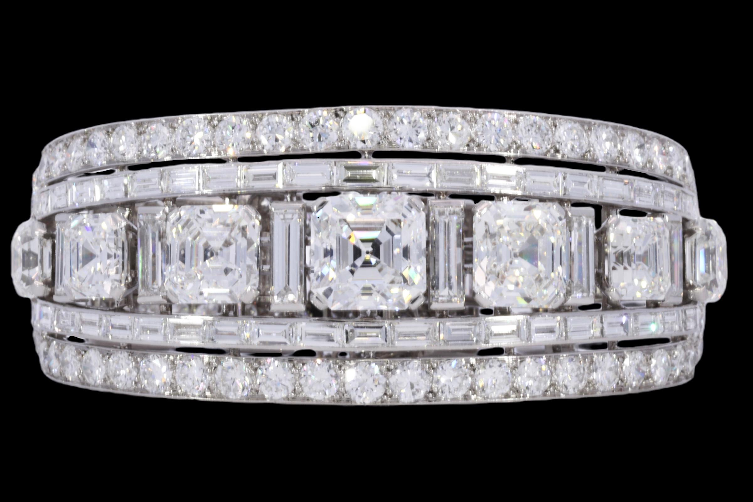 Artisan IGI Platinum Ascher Cut 31.5 ct Diamonds Cuff Bracelet to H.M.Qaboos Bin Said For Sale