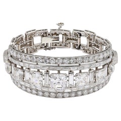 Platinum Ascher Cut 36 ct Diamonds Cuff Bracelet to H.M.Qaboos Bin Said