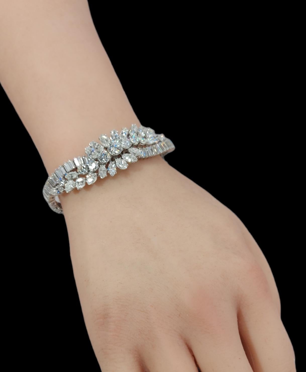 Platinum Asprey &Co 20 Ct Diamond Bracelet Estate to His Majesty Qaboos Bin Said For Sale 6