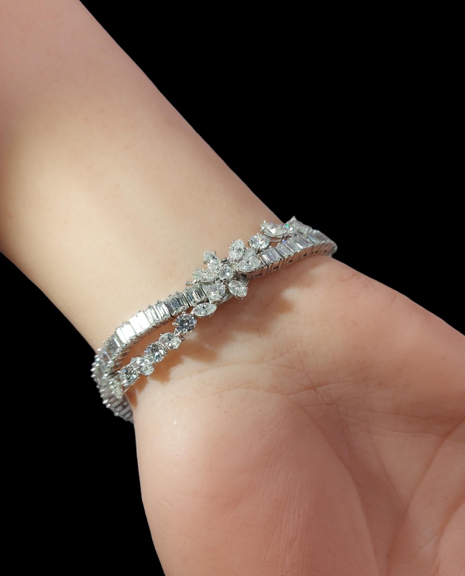Platinum Asprey &Co 20 Ct Diamond Bracelet Estate to His Majesty Qaboos Bin Said For Sale 8
