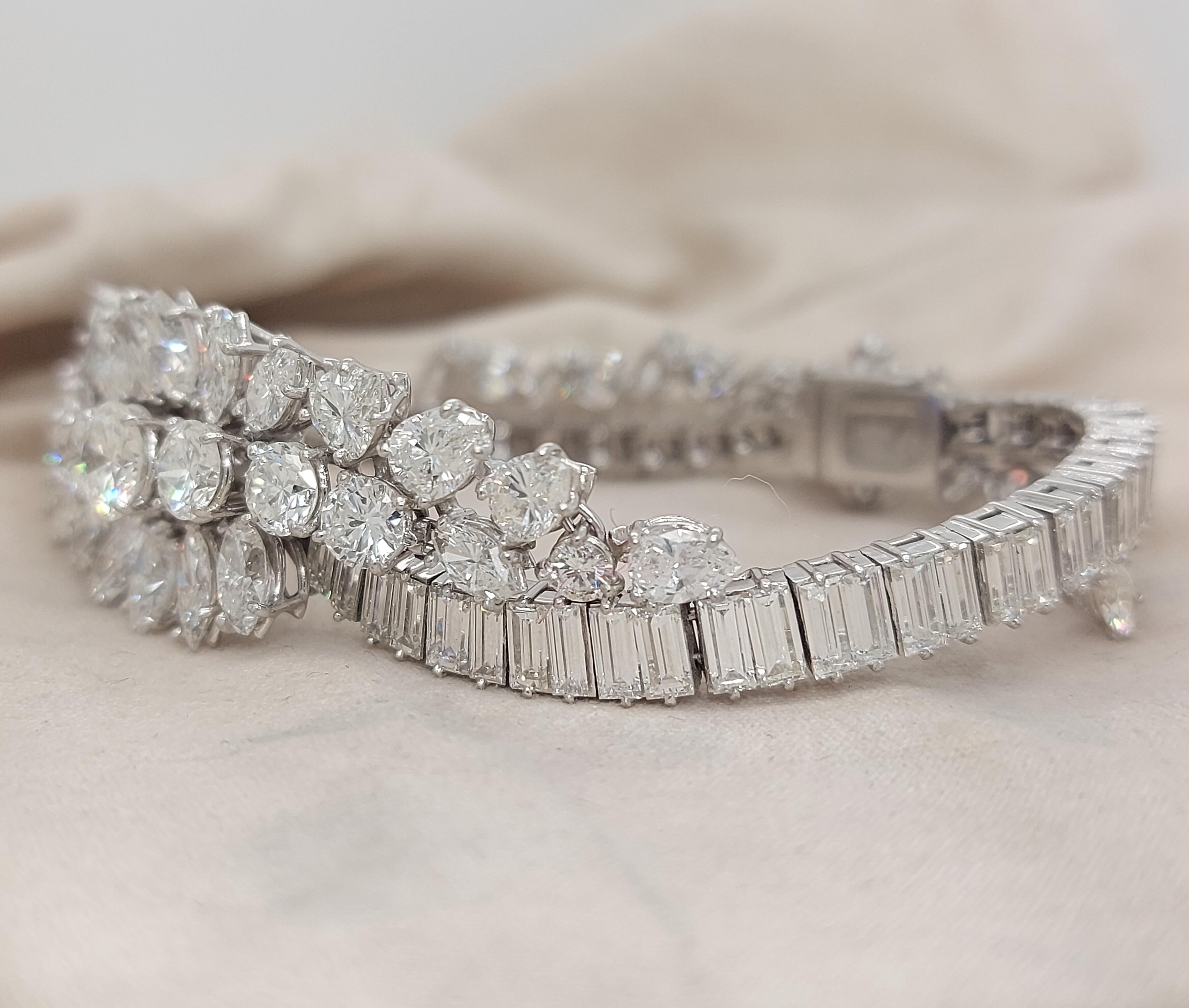 Baguette Cut Platinum Asprey &Co 20 Ct Diamond Bracelet Estate to His Majesty Qaboos Bin Said For Sale