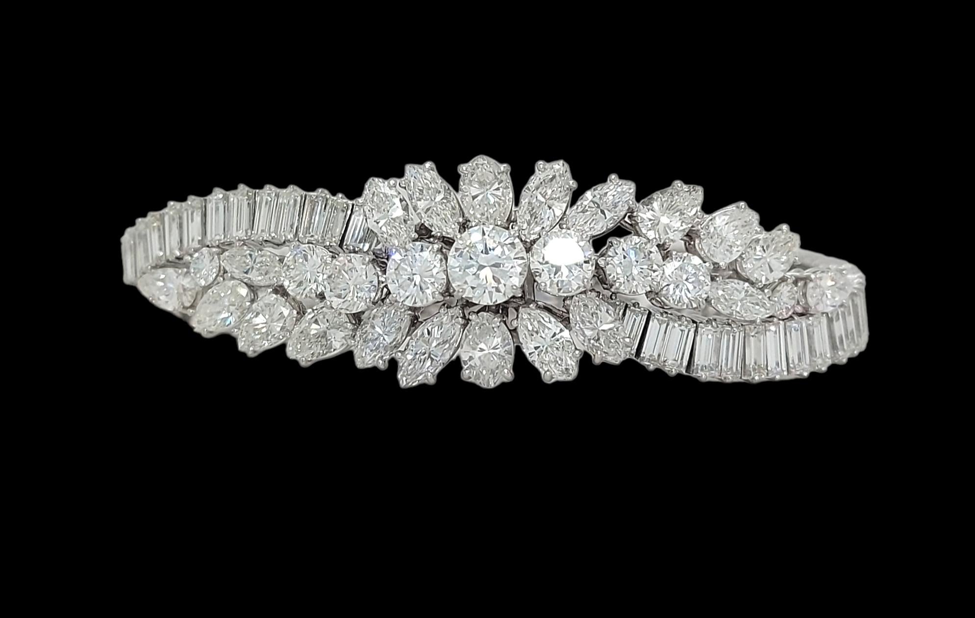 Women's or Men's Platinum Asprey &Co 20 Ct Diamond Bracelet Estate to His Majesty Qaboos Bin Said For Sale