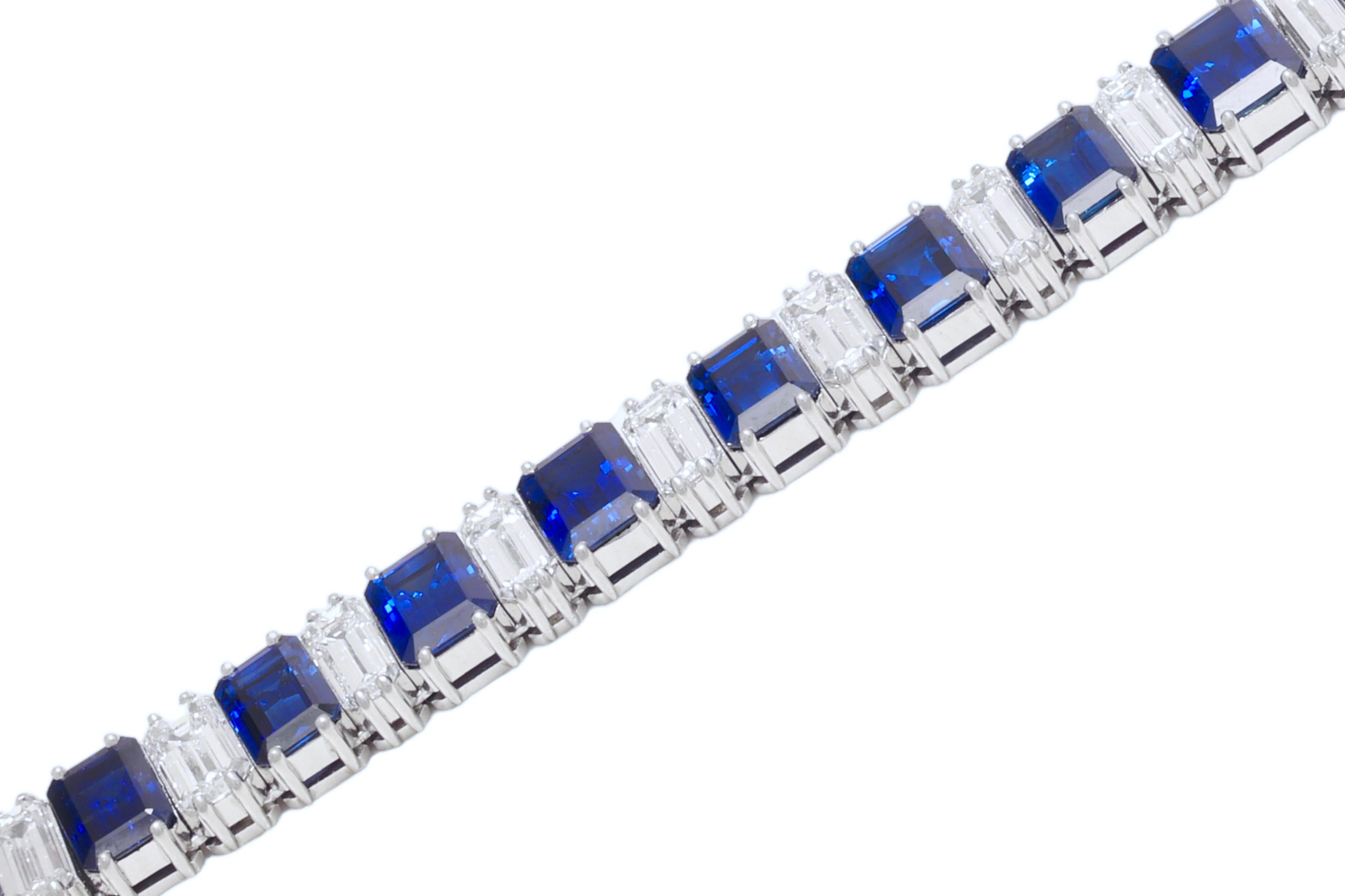 Artisan Platinum Asprey & Co Sapphire & Diamond Bracelet to His Majesty Qaboos Bin Said For Sale