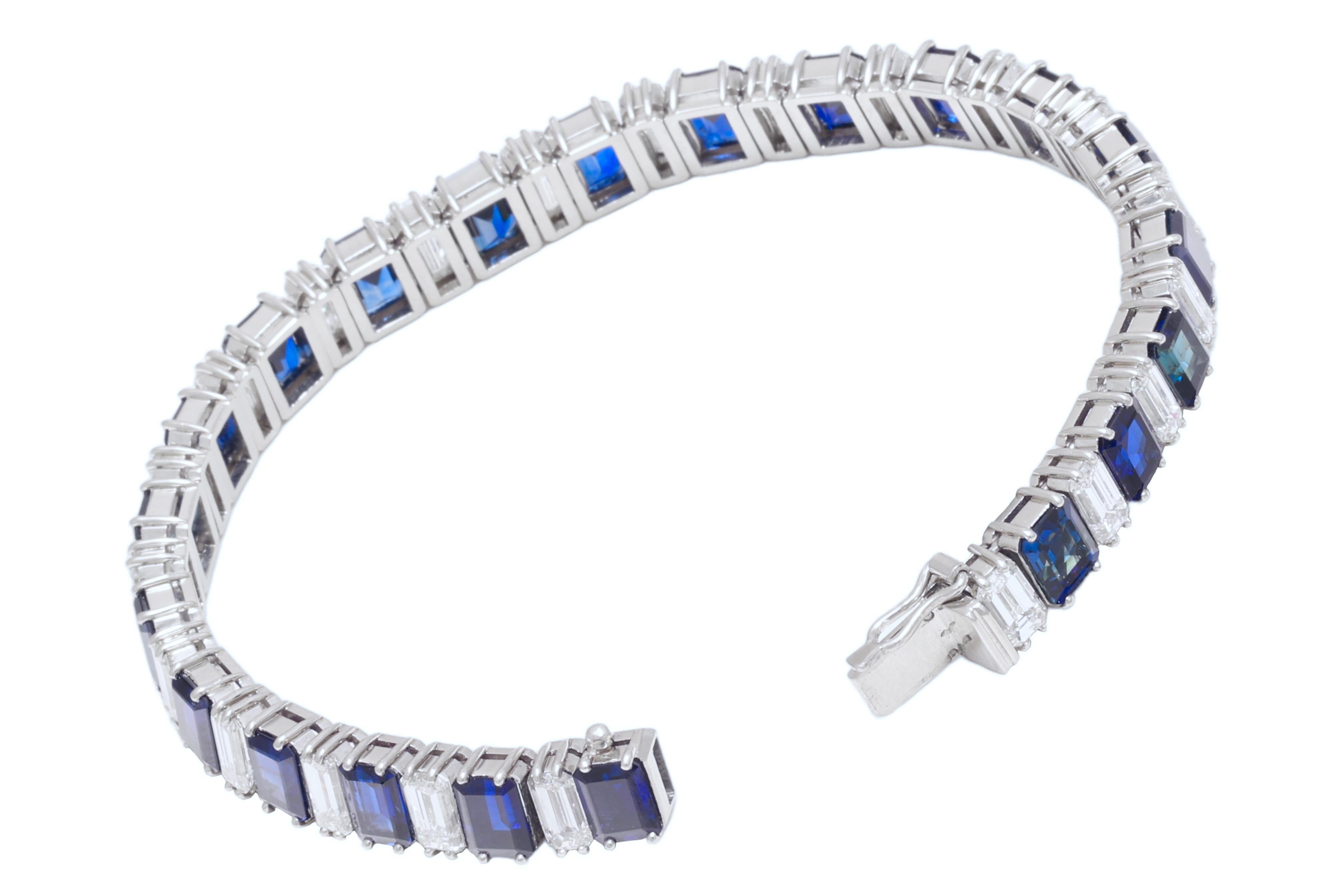 Octagon Cut Platinum Asprey & Co Sapphire & Diamond Bracelet to His Majesty Qaboos Bin Said For Sale
