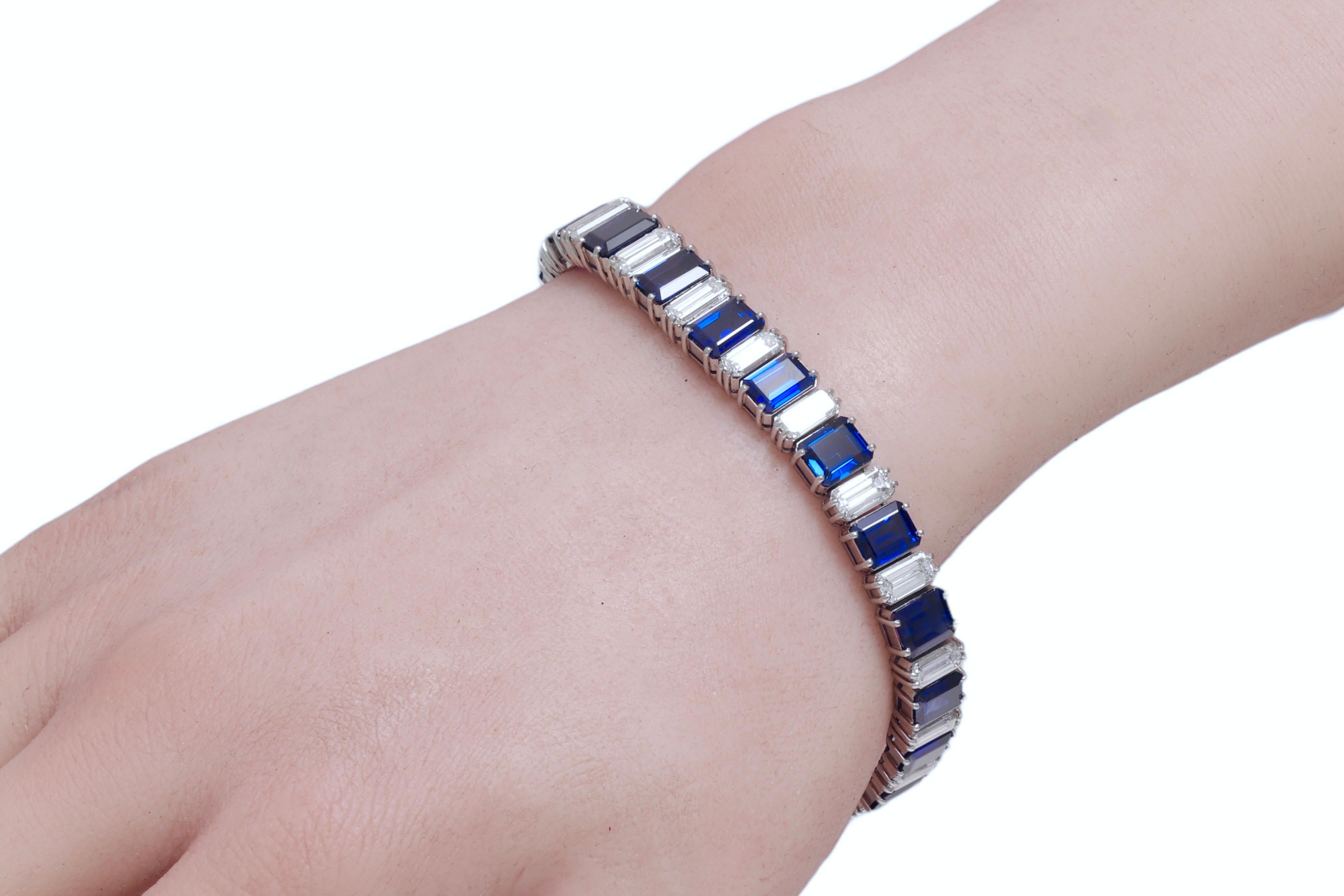 Women's or Men's Platinum Asprey & Co Sapphire & Diamond Bracelet to His Majesty Qaboos Bin Said For Sale