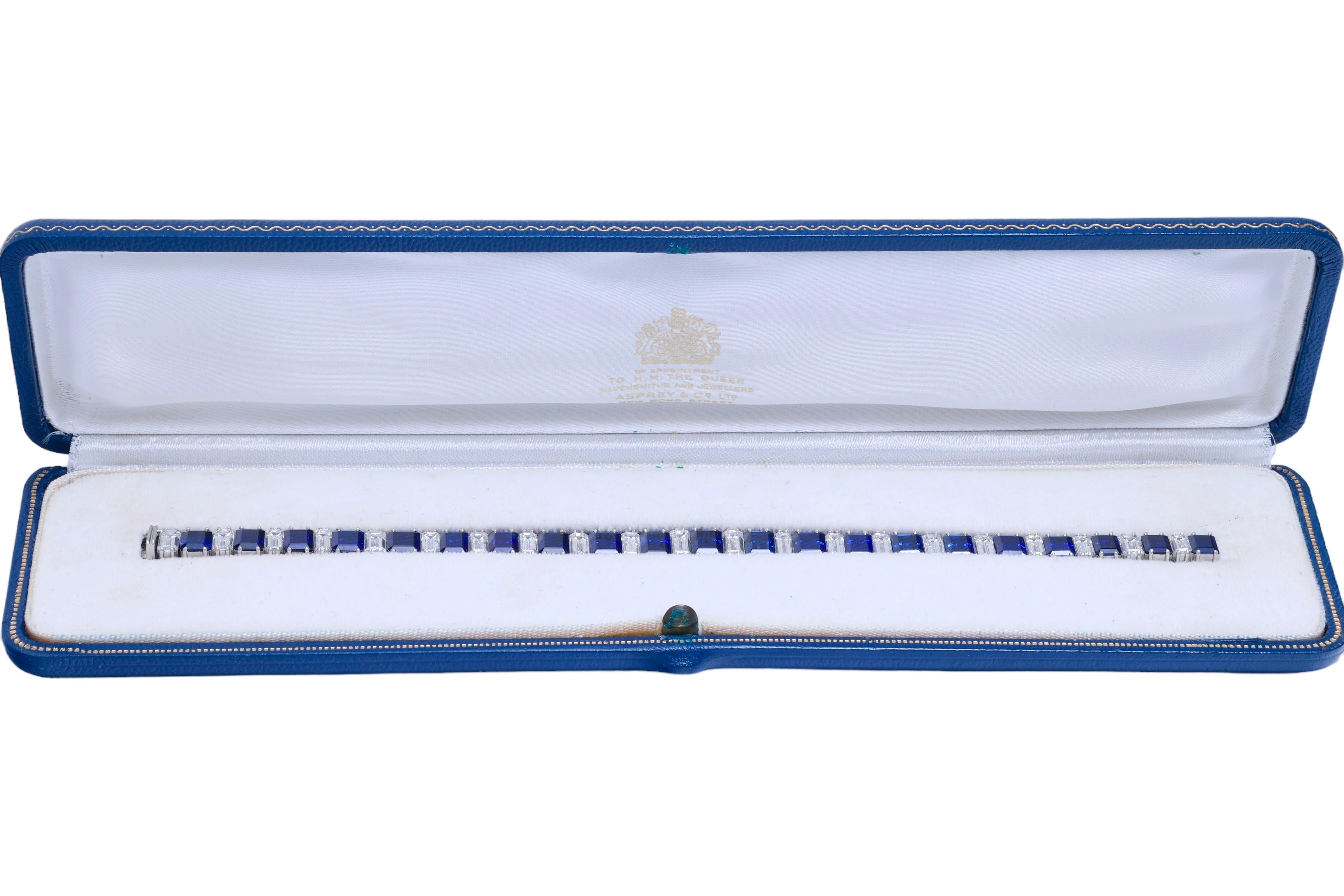 Platinum Asprey & Co Sapphire & Diamond Bracelet to His Majesty Qaboos Bin Said For Sale 3