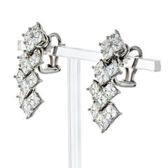 Platinum Asscher Cut 10.25cttw Diamond Drop Earrings