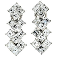 Platin Asscher-Schliff 10,25cttw Diamant-Tropfen-Ohrringe
