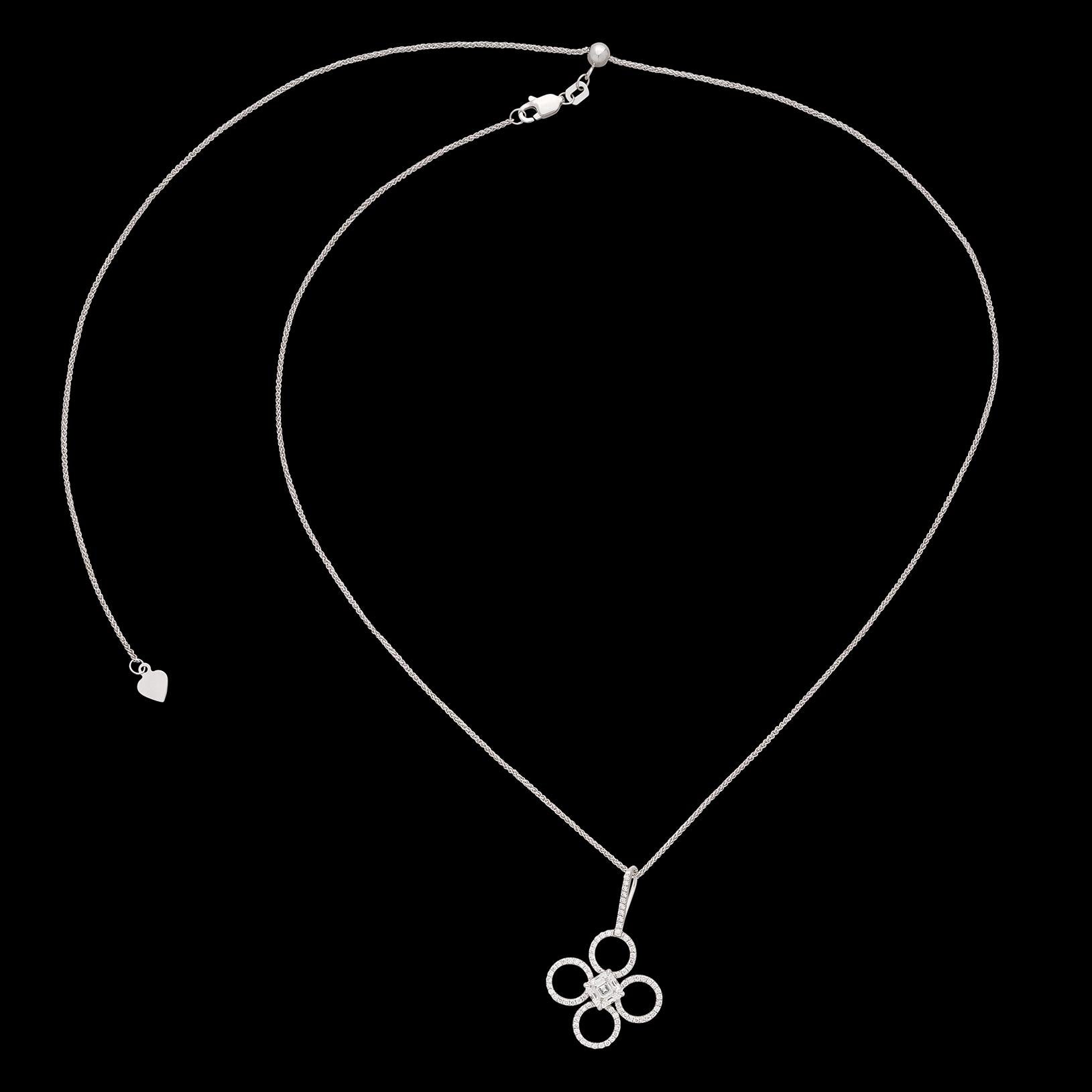 Taglio Asscher Ciondolo a forma di trifoglio con diamante taglio Asscher in platino di Daniel K. in vendita