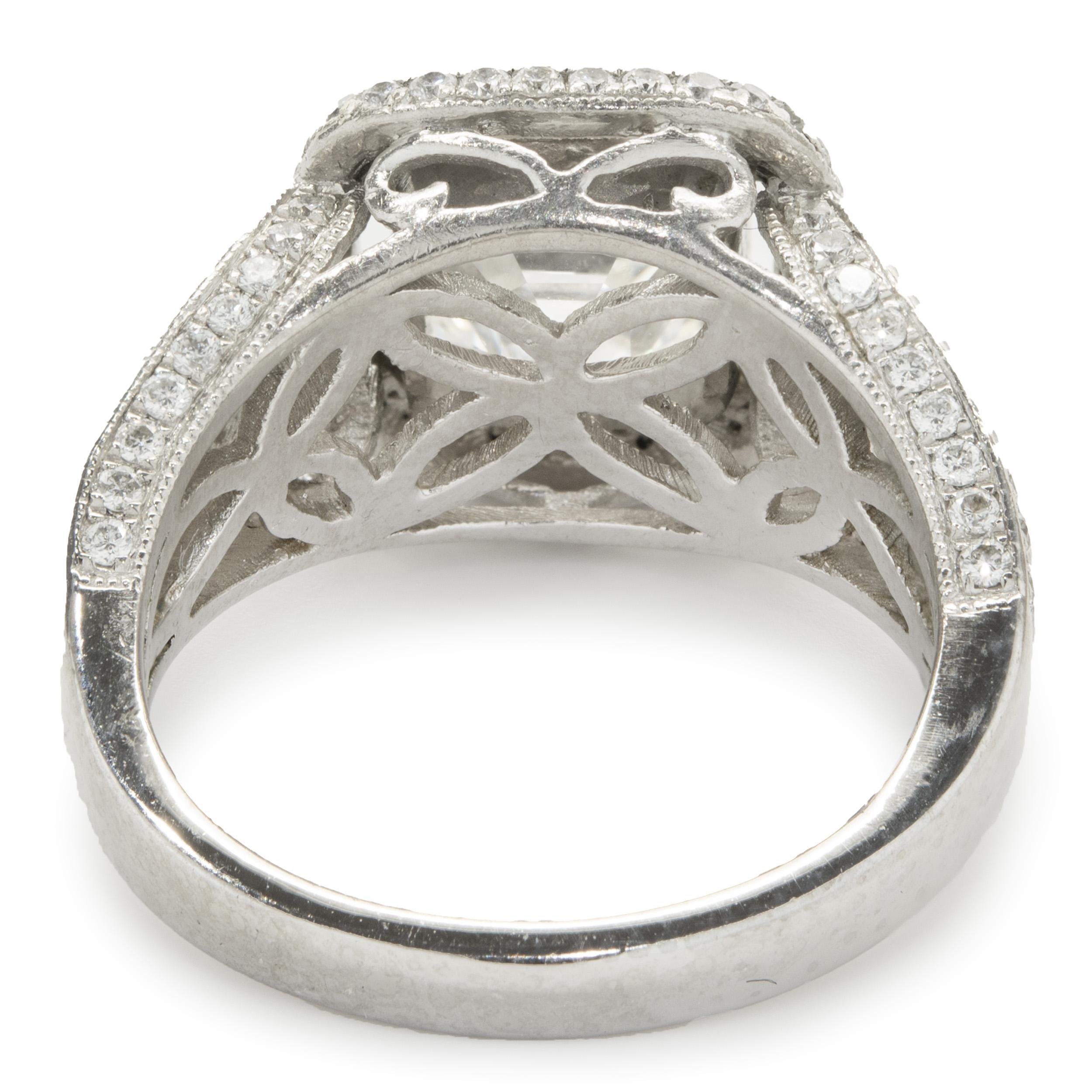 Platinum Asscher Cut Diamond Engagement Ring In Excellent Condition In Scottsdale, AZ