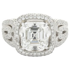 Platinum Asscher Cut Diamond Engagement Ring