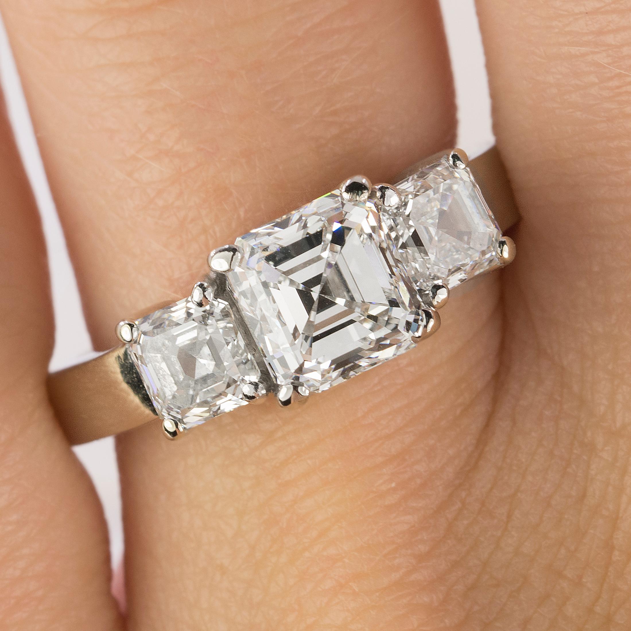Women's or Men's Platinum Asscher Cut Diamond Ring