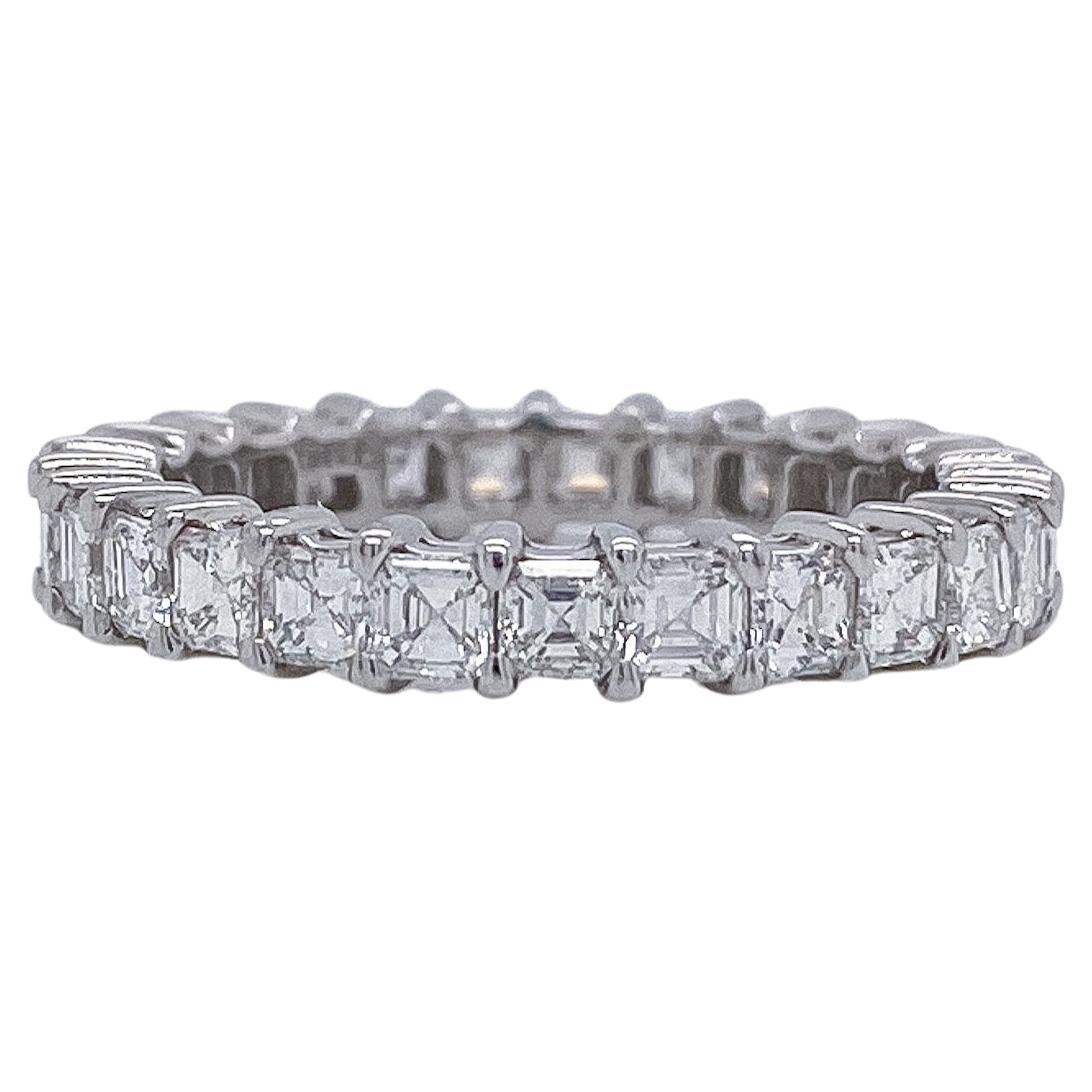 Platinum Asscher Diamond Eternity Band For Sale