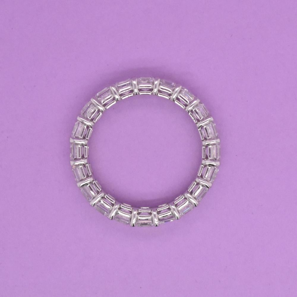 Platinum Asscher Eternity Band, 4.35 total carat In New Condition For Sale In Cedarhurst, NY