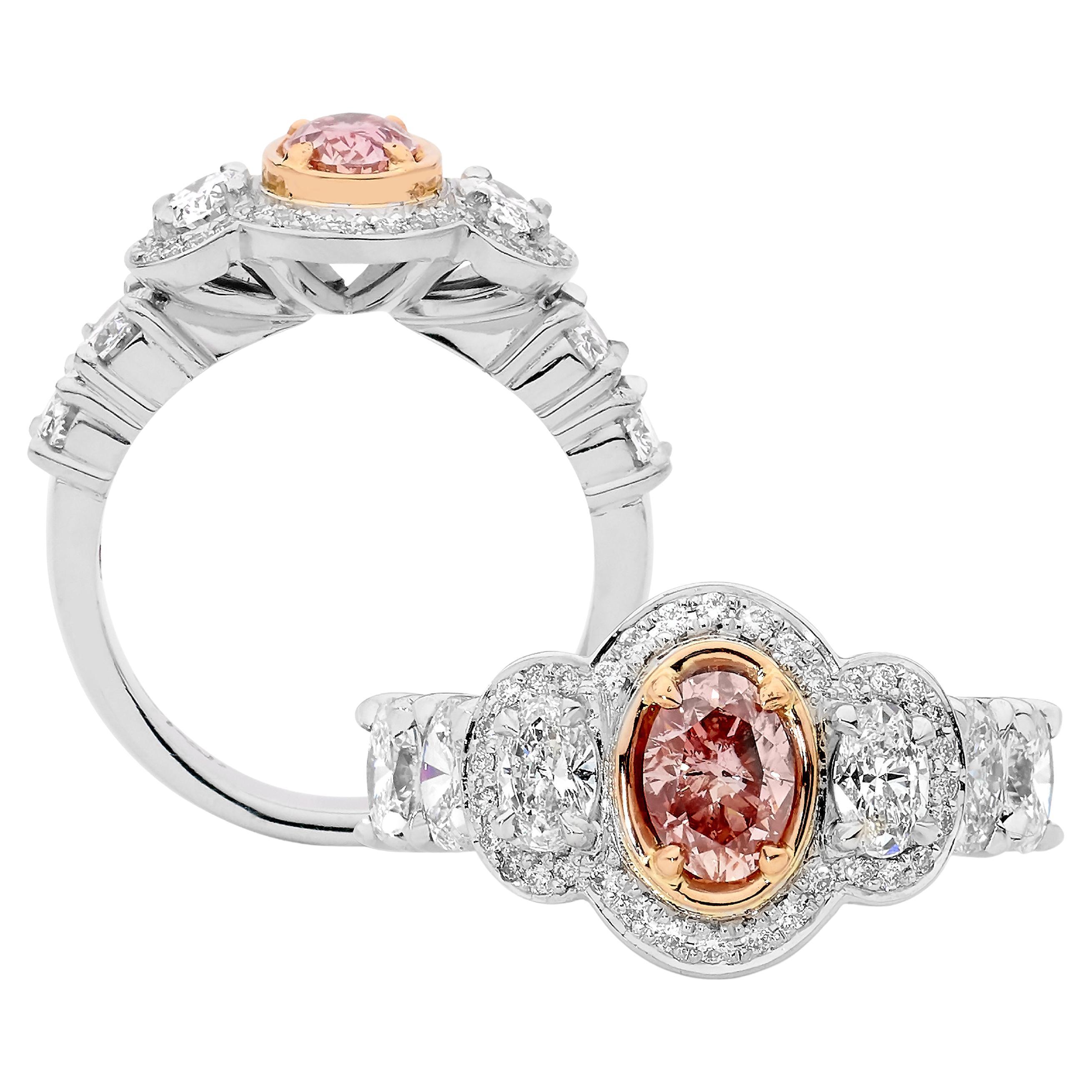 For Sale:  Platinum Australian Argyle Pink Diamond Halo Ring