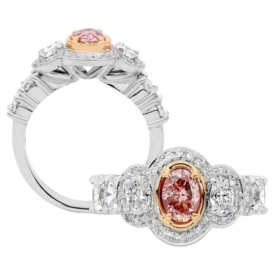 Ag Ring Certified Natural Fancy Intense Australian Argyle Yellow and Pink ...