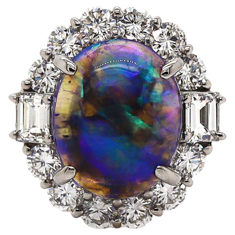 Platinum Australian Opal And Diamond Dress Ring For Sale
