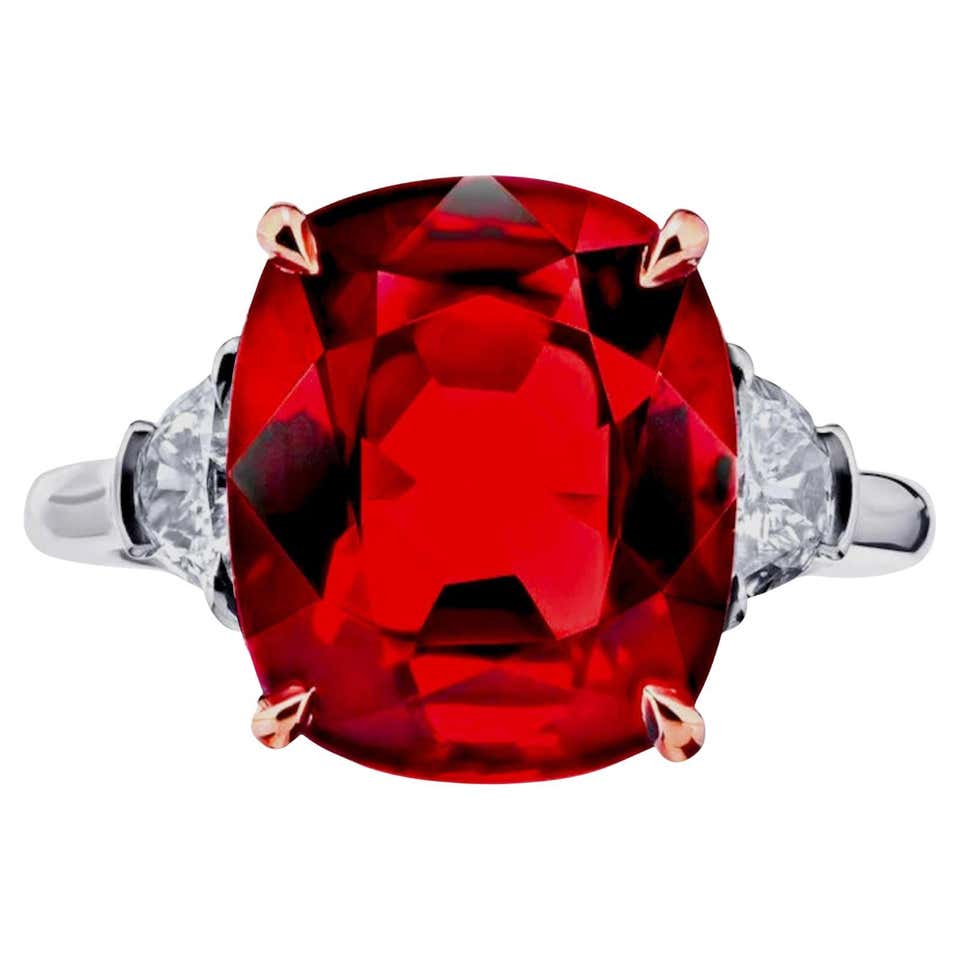 Ruby Rodd No Fire GRS Certified 4 VIVID TO DEEP RED NO HEAT Ruby Diamond Ring For Sale at ...