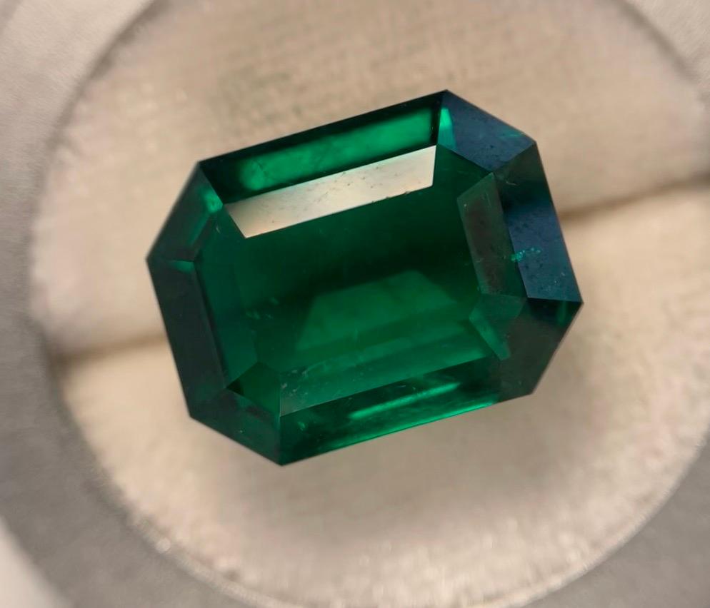 Presenting an exquisite Colombian emerald, a true masterpiece of nature, weighing an impressive 9.93 carats. This stunning octagon-cut gem hails from the renowned Muzo mines, celebrated for producing some of the world's finest emeralds. Its