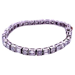 Platinum Baguette and Round Diamond Bracelet