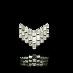 Platinum Baguette Cut 1.50ctw Diamond "V" Chevron Bar Set Wide Band Ring