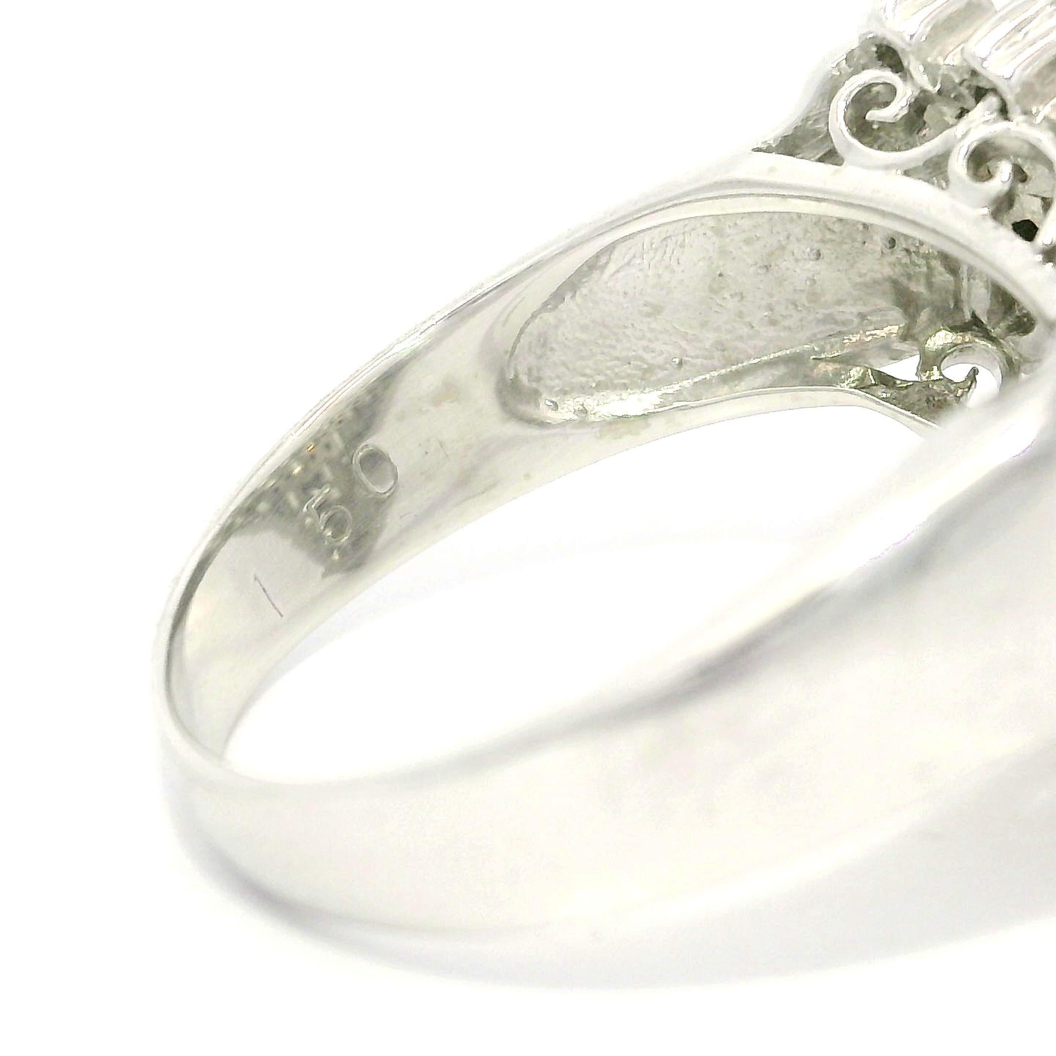 Anillo ancho de platino con diamantes talla baguette de 1,50 ctw en 