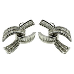 Platin Baguetteschliff Diamant Ohrringe