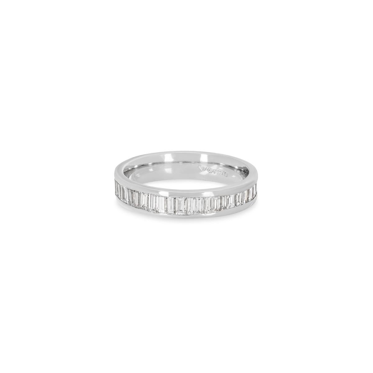 Platinum Baguette Cut Diamond Half Eternity Ring 1.12ct In Excellent Condition In London, GB