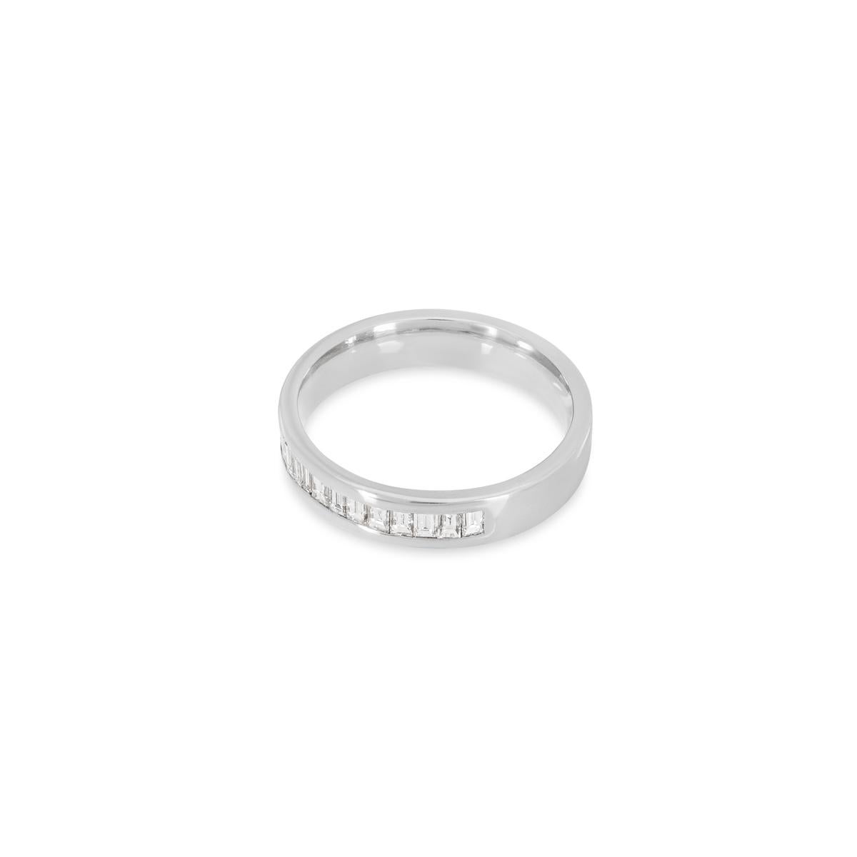 Women's Platinum Baguette Cut Diamond Half Eternity Ring 1.12ct