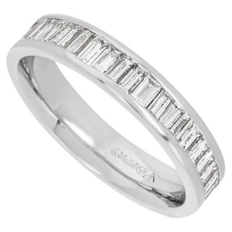 Platinum Baguette Cut Diamond Half Eternity Ring 1.12ct For Sale at 1stDibs