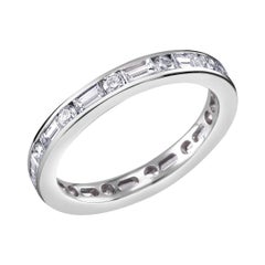 Platinum Baguette Diamond Alternating Round Diamond Eternity Band