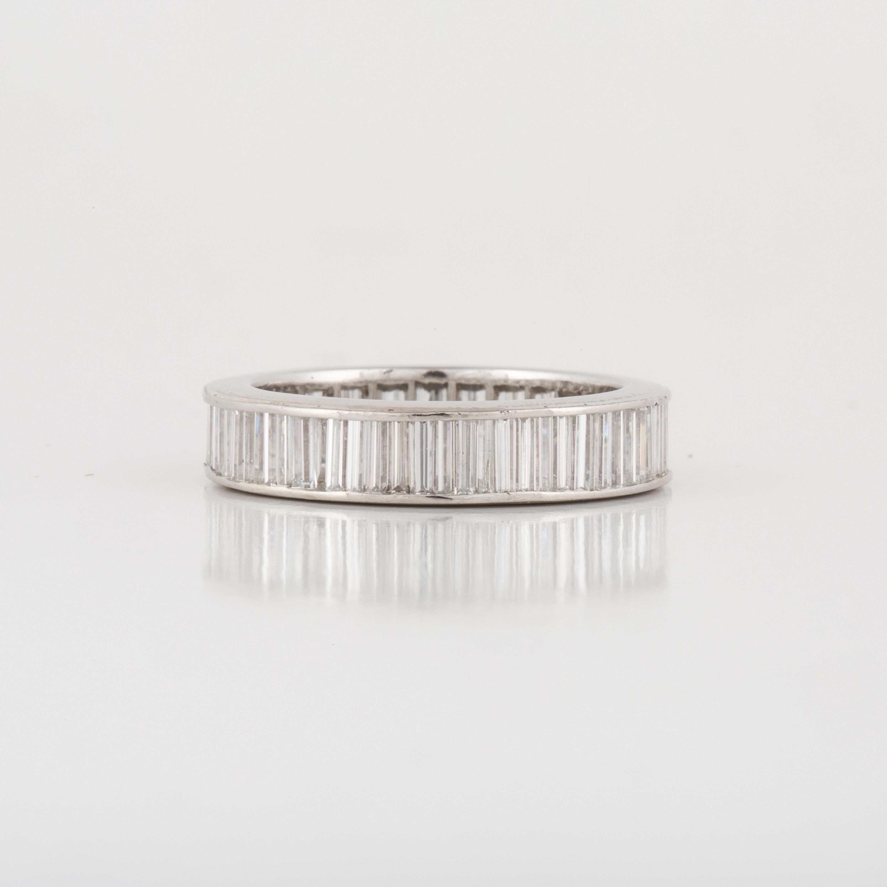 Platinum Baguette Diamond Eternity Band In Good Condition In Houston, TX